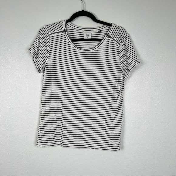 Cabi #5191 Striped Zip Tee Sz M - Picture 3 of 7
